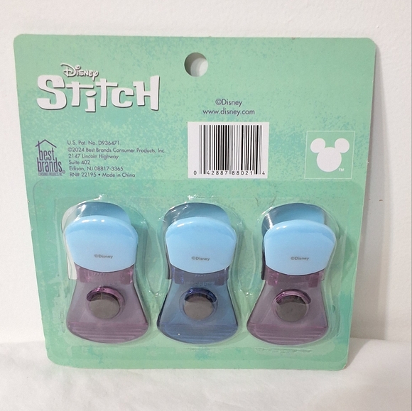 Disney Stitch Magnetic Chip Clips – Set of 3 Bag Clips for Food Storage - Picture 2 of 2